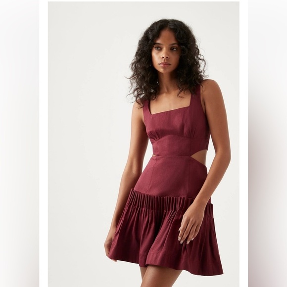 Aje audette pleated Red mini dress Womens size 2 - Picture 2 of 15